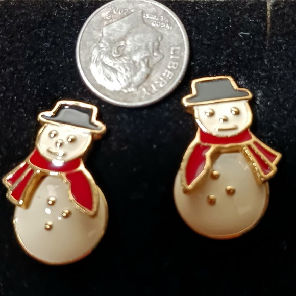 AVON Vintage Articulated Snowman Enamel Pierced Earrings - Picture 3 of 9